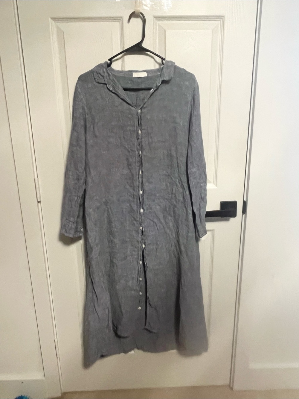 CP Shades Maxi Shirt Dress in Gray Chambray Size Large 100% Linen - Picture 7 of 8